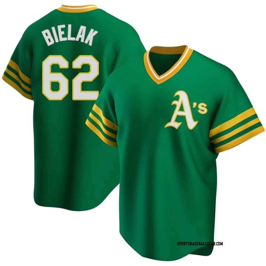 Brandon Bielak Youth Oakland Athletics Green Replica R Kelly Road Cooperstown Collection Jersey