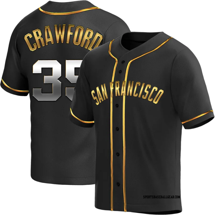 Brandon Crawford Men's San Francisco Giants Black Golden Replica Alternate Jersey