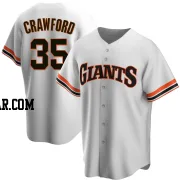 Brandon Crawford Men's San Francisco Giants White Replica Home Cooperstown Collection Jersey