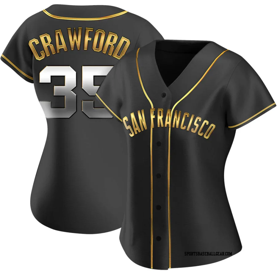 Brandon Crawford Women's San Francisco Giants Black Golden Replica Alternate Jersey