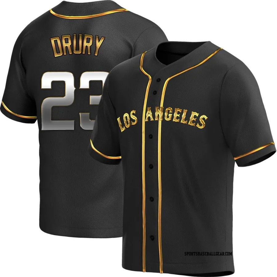 Brandon Drury Men's Los Angeles Angels Black Golden Replica Alternate Jersey