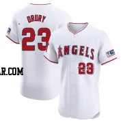 Brandon Drury Men's Los Angeles Angels White Elite Home Patch Jersey