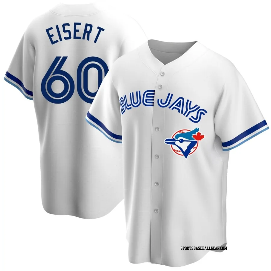 Brandon Eisert Men's Toronto Blue Jays White Replica Home Cooperstown Collection Jersey