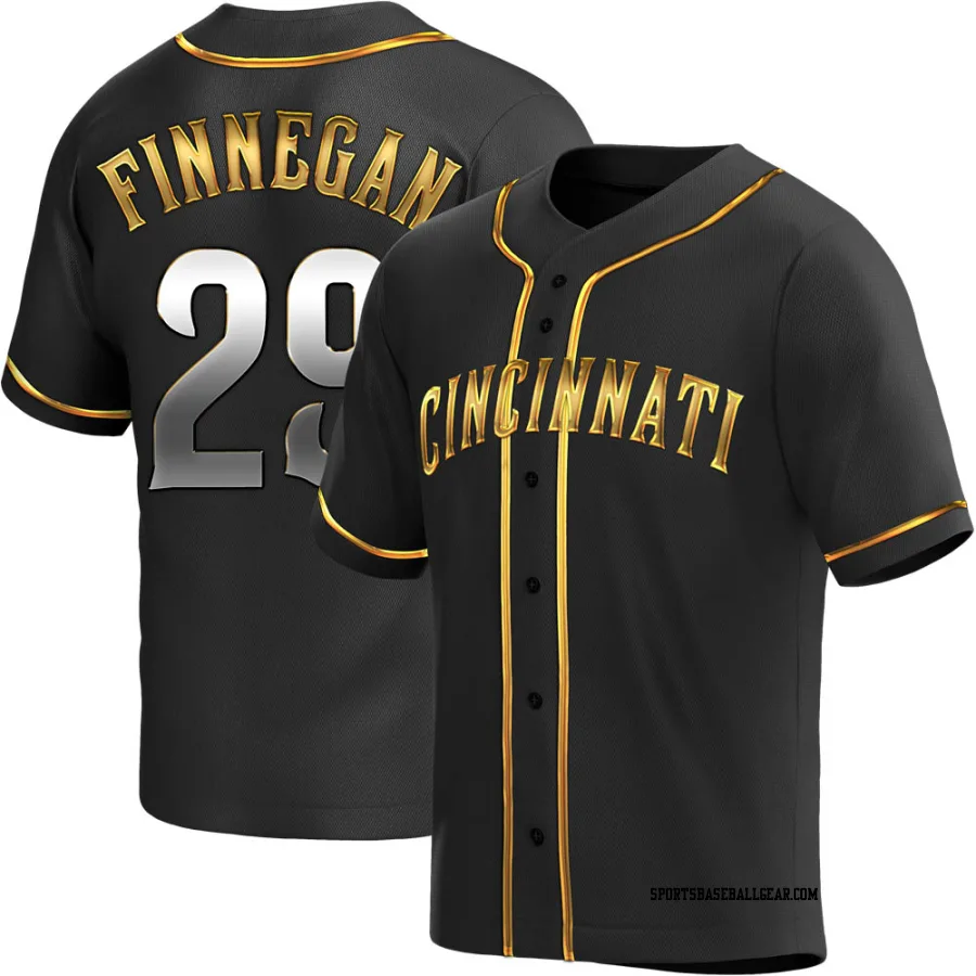 Brandon Finnegan Men's Cincinnati Reds Black Golden Replica Alternate Jersey