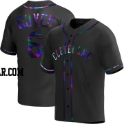 Brandon Guyer Men's Cleveland Guardians Black Holographic Replica Alternate Jersey