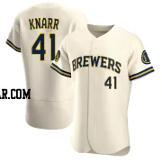 Brandon Knarr Men's Milwaukee Brewers Cream Authentic Home Jersey