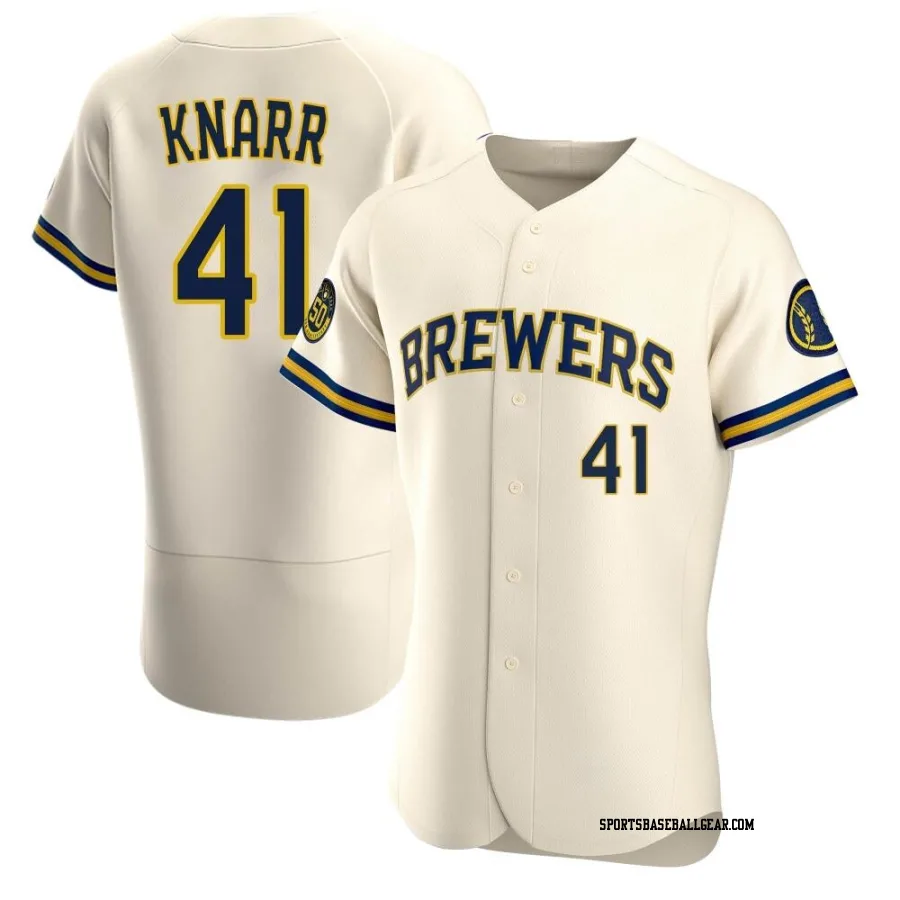 Brandon Knarr Men's Milwaukee Brewers Cream Authentic Home Jersey