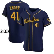 Brandon Knarr Men's Milwaukee Brewers Navy Authentic Alternate Jersey