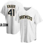 Brandon Knarr Men's Milwaukee Brewers White Replica Home Jersey