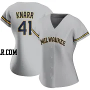 Brandon Knarr Women's Milwaukee Brewers Gray Authentic Road Jersey