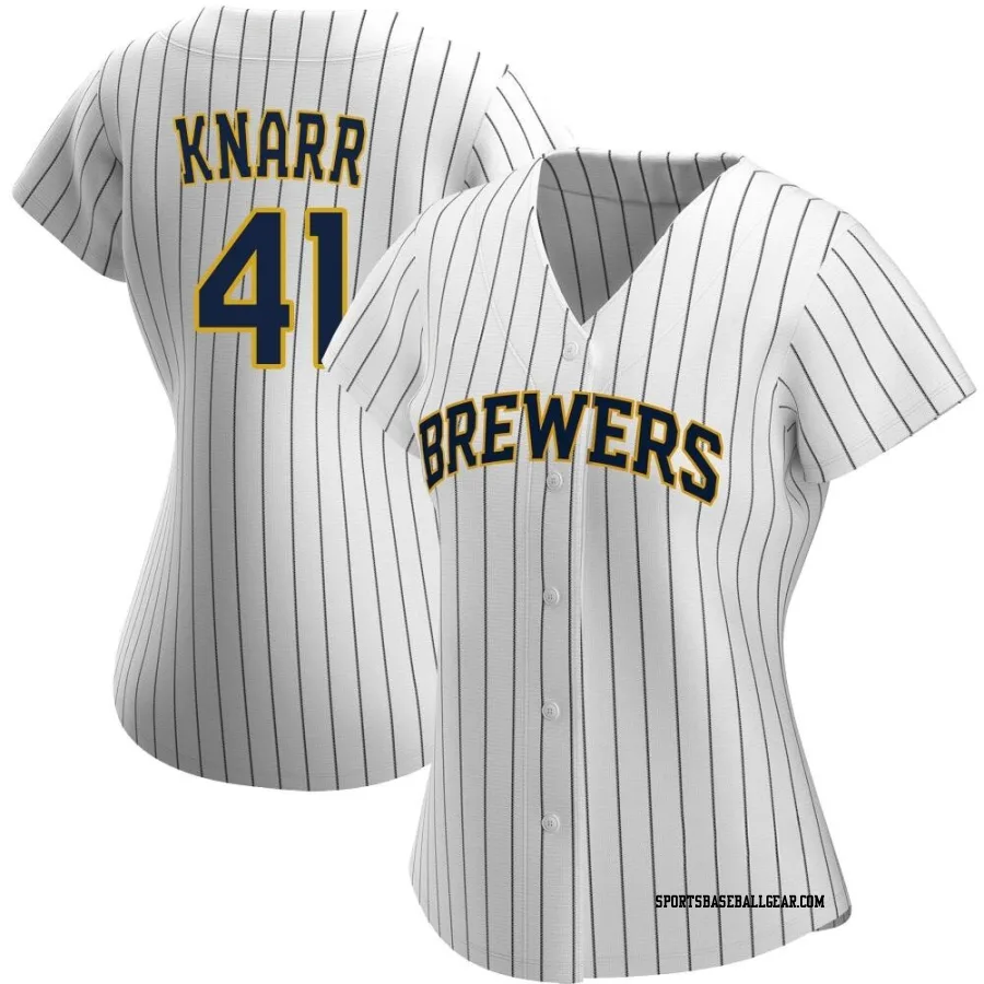 Brandon Knarr Women's Milwaukee Brewers White/Navy Authentic Alternate Jersey