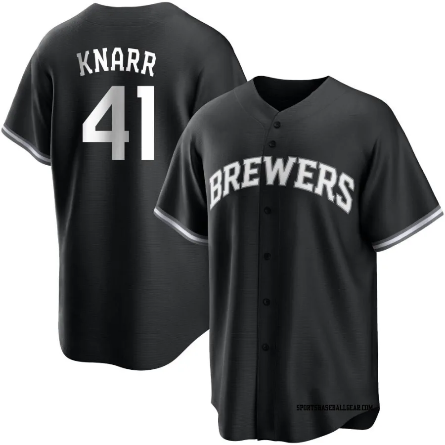 Brandon Knarr Youth Milwaukee Brewers Black/White Replica Jersey