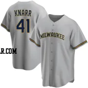 Brandon Knarr Youth Milwaukee Brewers Gray Replica Road Jersey