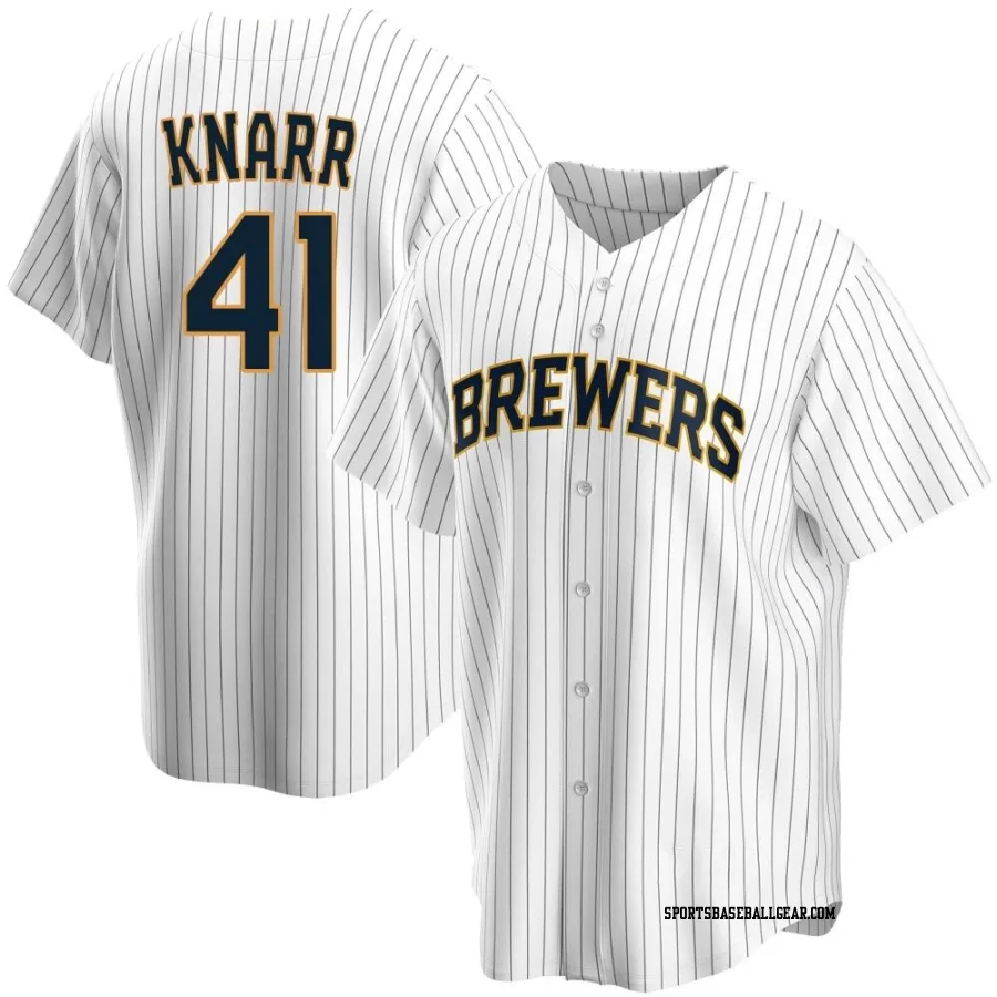 Brandon Knarr Youth Milwaukee Brewers White Replica Home Jersey