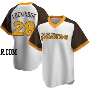 Brandon Lockridge Men's San Diego Padres White Replica Home Cooperstown Collection Jersey