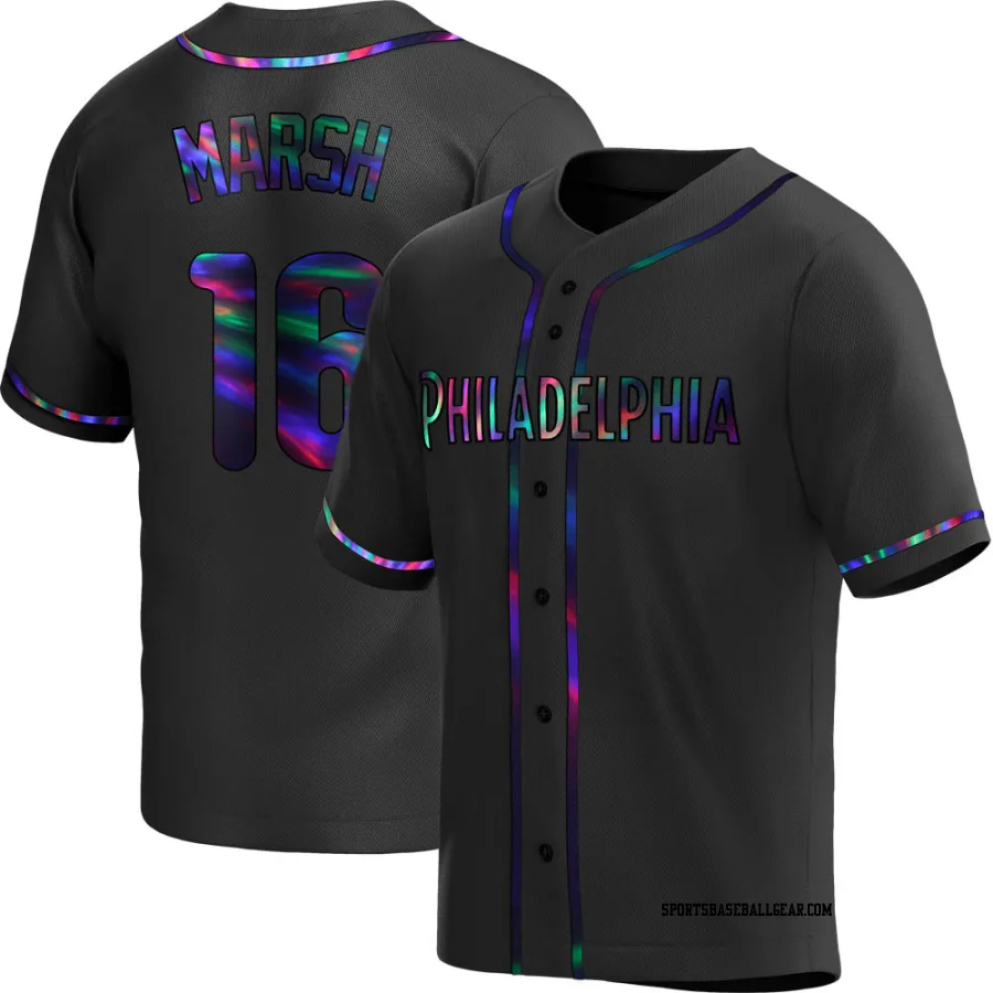 Brandon Marsh Men's Philadelphia Phillies Black Holographic Replica Alternate Jersey