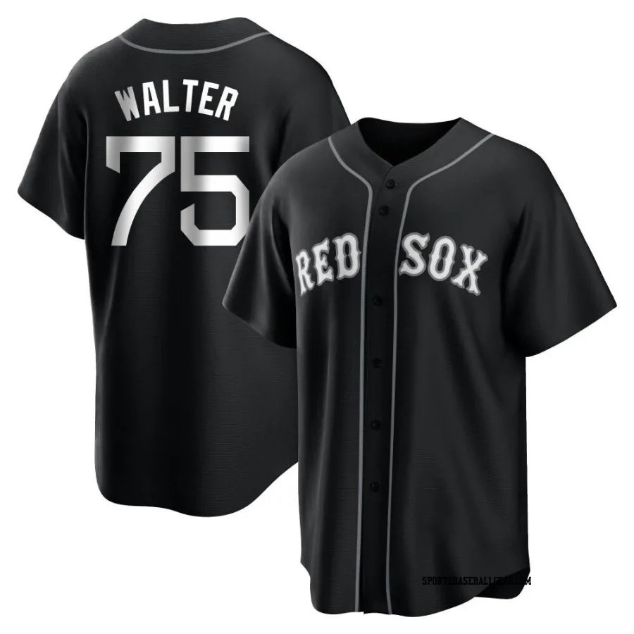 Brandon Walter Men's Boston Red Sox Black/White Replica Jersey