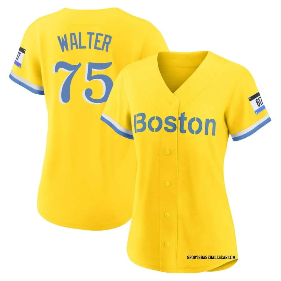 Brandon Walter Women's Boston Red Sox Gold/Light Authentic Blue 2021 City Connect Player Jersey