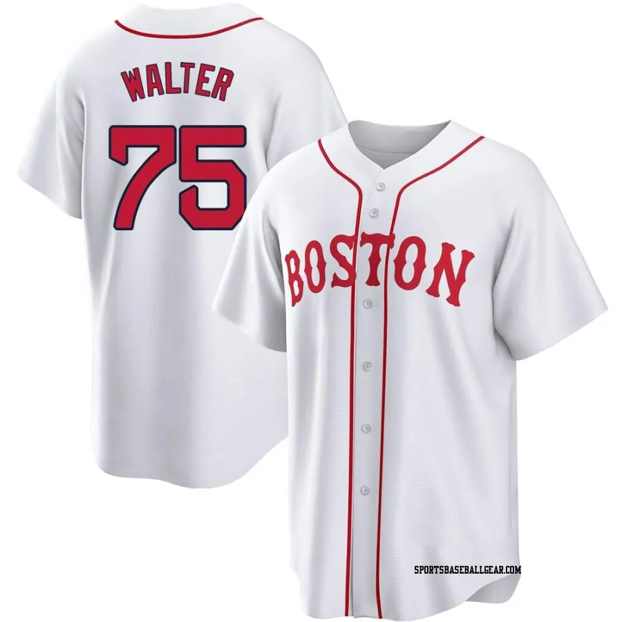 Brandon Walter Youth Boston Red Sox White Replica 2021 Patriots' Day Jersey