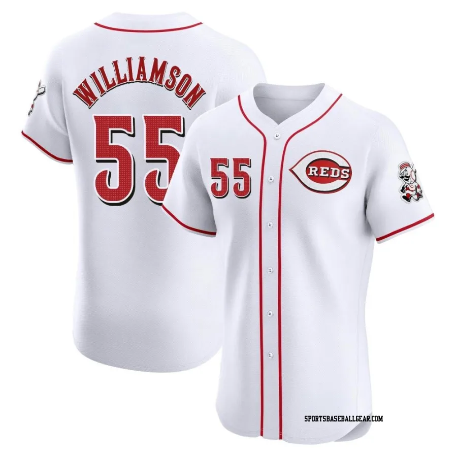 Brandon Williamson Men's Cincinnati Reds White Elite Home Patch Jersey