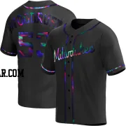 Brandon Woodruff Men's Milwaukee Brewers Black Holographic Replica Alternate Jersey