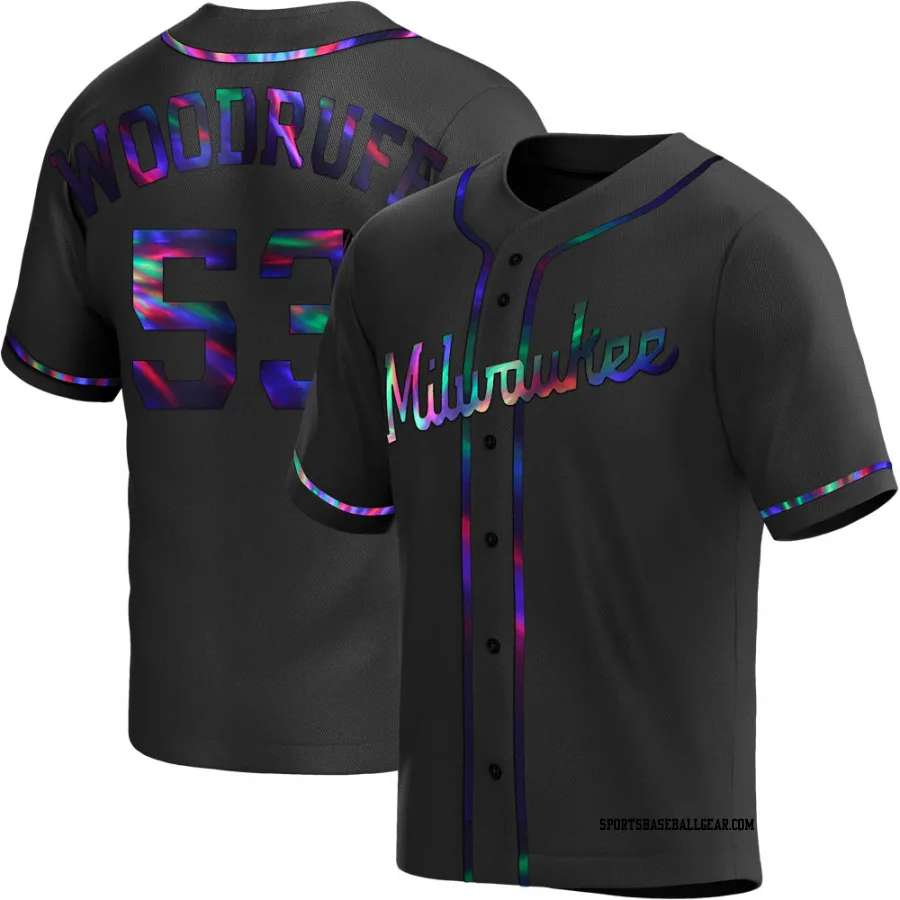 Brandon Woodruff Men's Milwaukee Brewers Black Holographic Replica Alternate Jersey