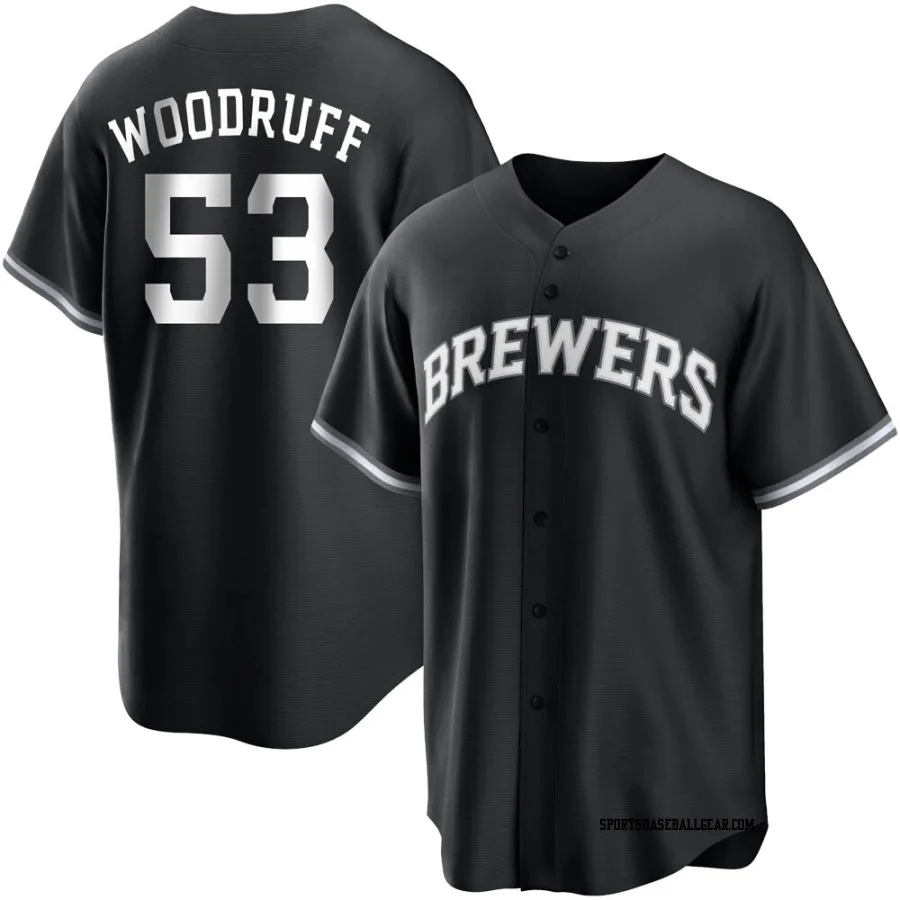 Brandon Woodruff Men's Milwaukee Brewers Black/White Replica Jersey