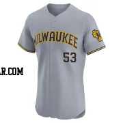 Brandon Woodruff Men's Milwaukee Brewers Gray Elite Road Jersey