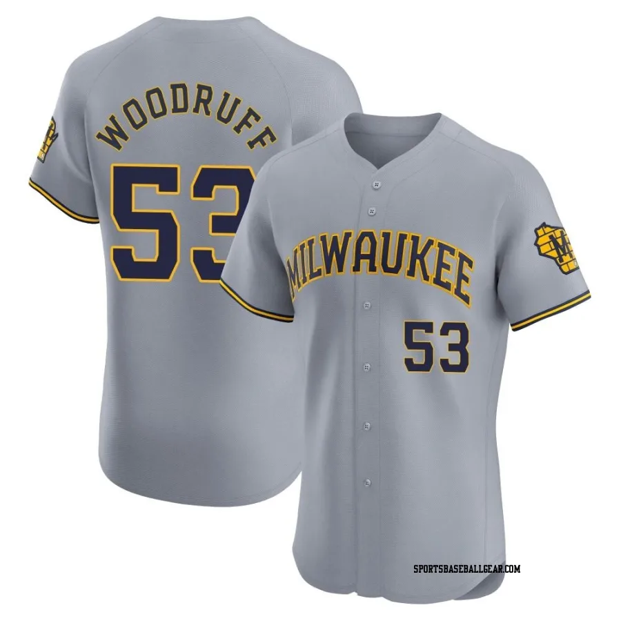 Brandon Woodruff Men's Milwaukee Brewers Gray Elite Road Jersey