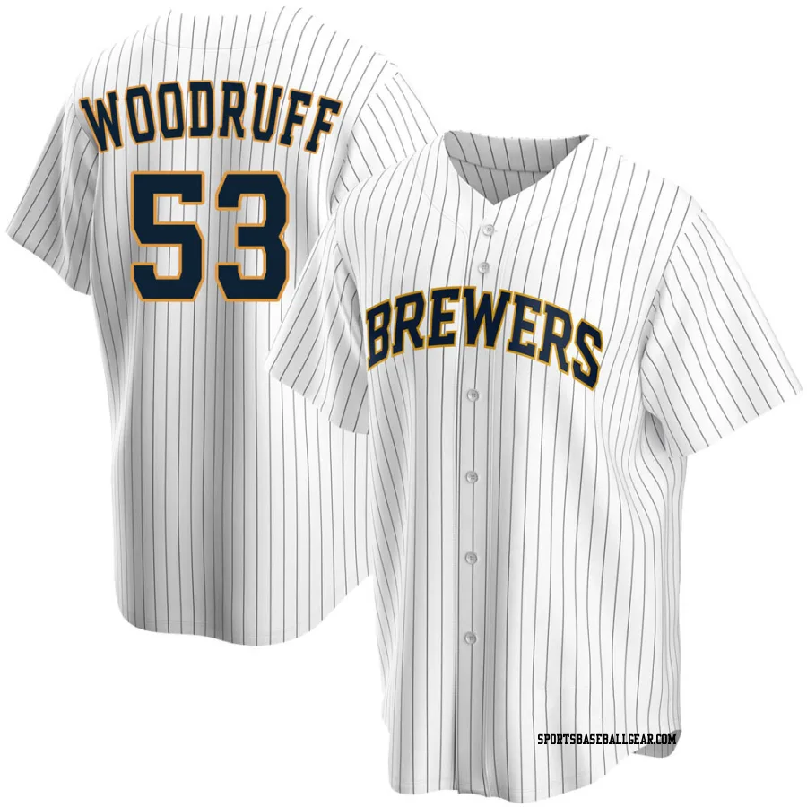 Brandon Woodruff Men's Milwaukee Brewers White Replica Home Jersey