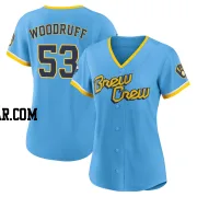 Brandon Woodruff Women's Milwaukee Brewers Blue Authentic Powder 2022 City Connect Jersey