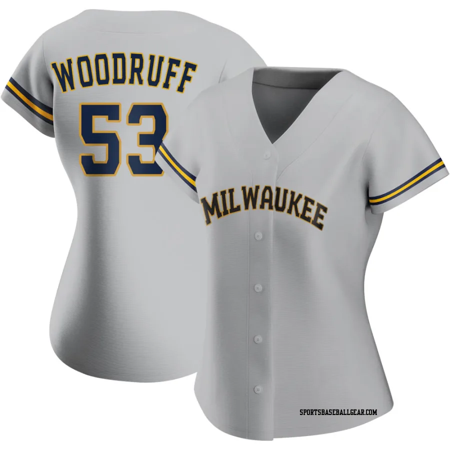 Brandon Woodruff Women's Milwaukee Brewers Gray Authentic Road Jersey