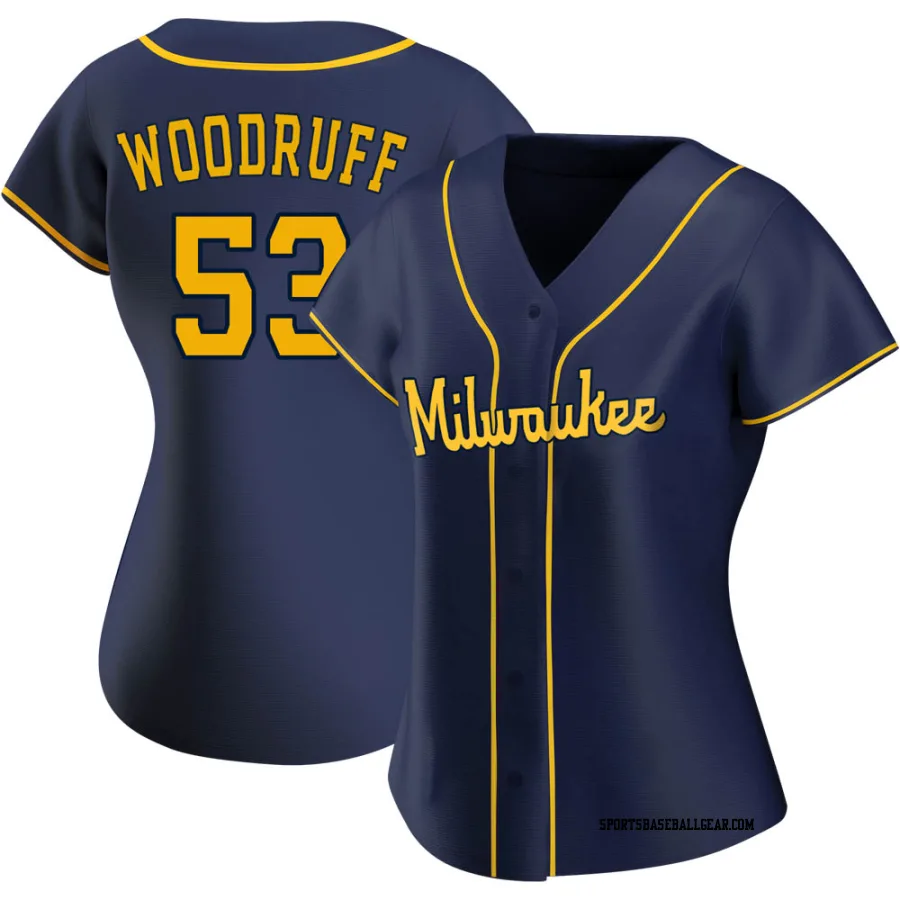 Brandon Woodruff Women's Milwaukee Brewers Navy Authentic Alternate Jersey