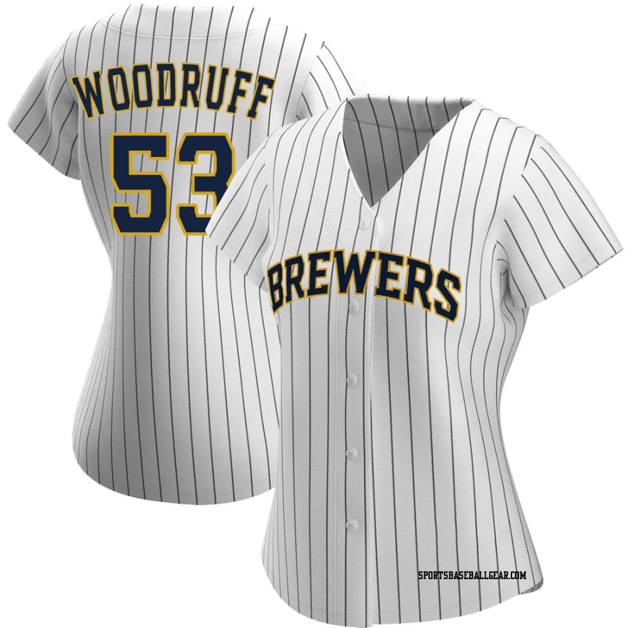 Brandon Woodruff Women's Milwaukee Brewers White/Navy Replica Alternate Jersey