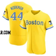 Brandon Workman Men's Boston Red Sox Gold/Light Authentic Blue 2021 City Connect Jersey