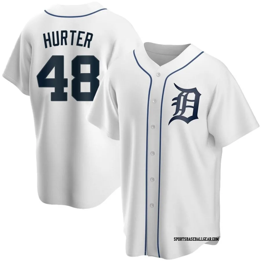 Brant Hurter Men's Detroit Tigers White Replica Home Jersey