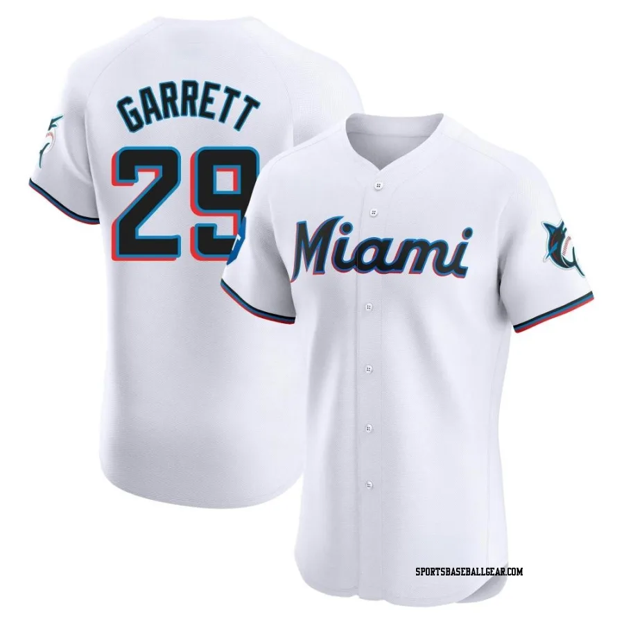 Braxton Garrett Men's Miami Marlins White Elite Home Patch Jersey