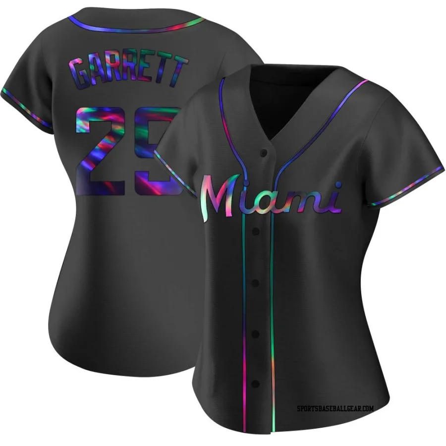 Braxton Garrett Women's Miami Marlins Black Holographic Replica Alternate Jersey