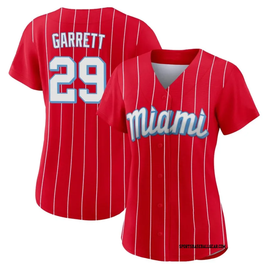 Braxton Garrett Women's Miami Marlins Red Authentic 2021 City Connect Jersey