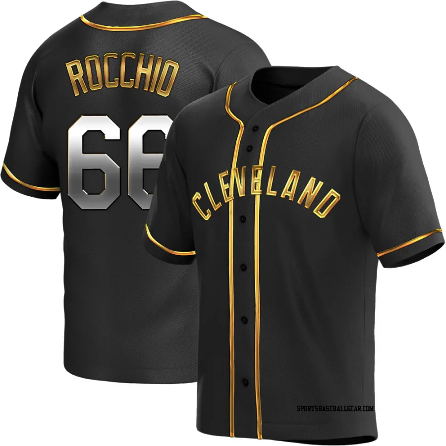 Brayan Rocchio Men's Cleveland Guardians Black Golden Replica Alternate Jersey