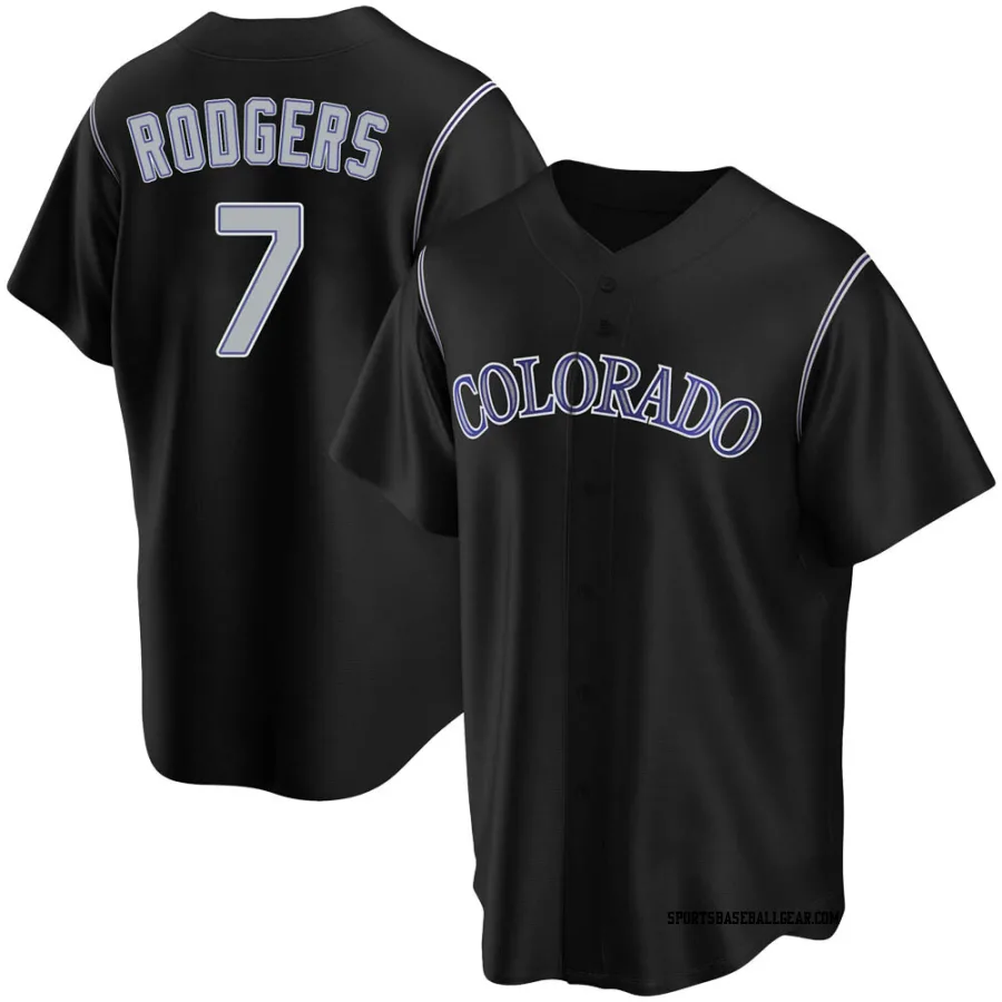 Brendan Rodgers Men's Colorado Rockies Black Replica Alternate Jersey