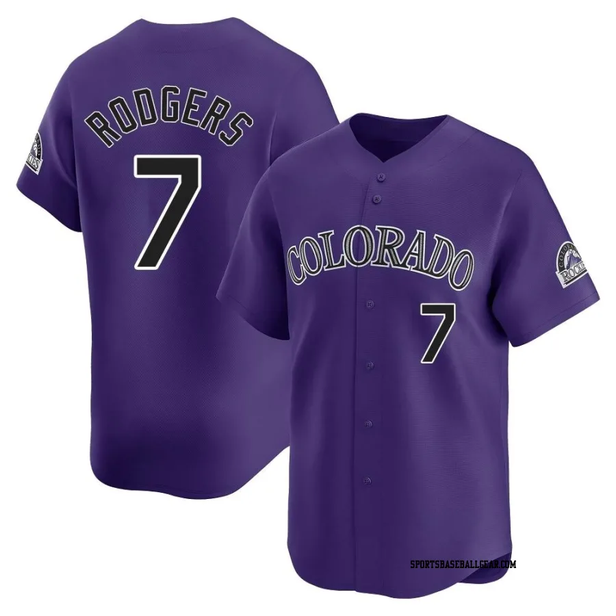 Brendan Rodgers Men's Colorado Rockies Purple Limited Alternate Jersey