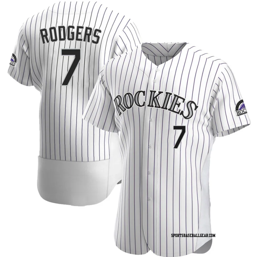 Brendan Rodgers Men's Colorado Rockies White Authentic Home Jersey