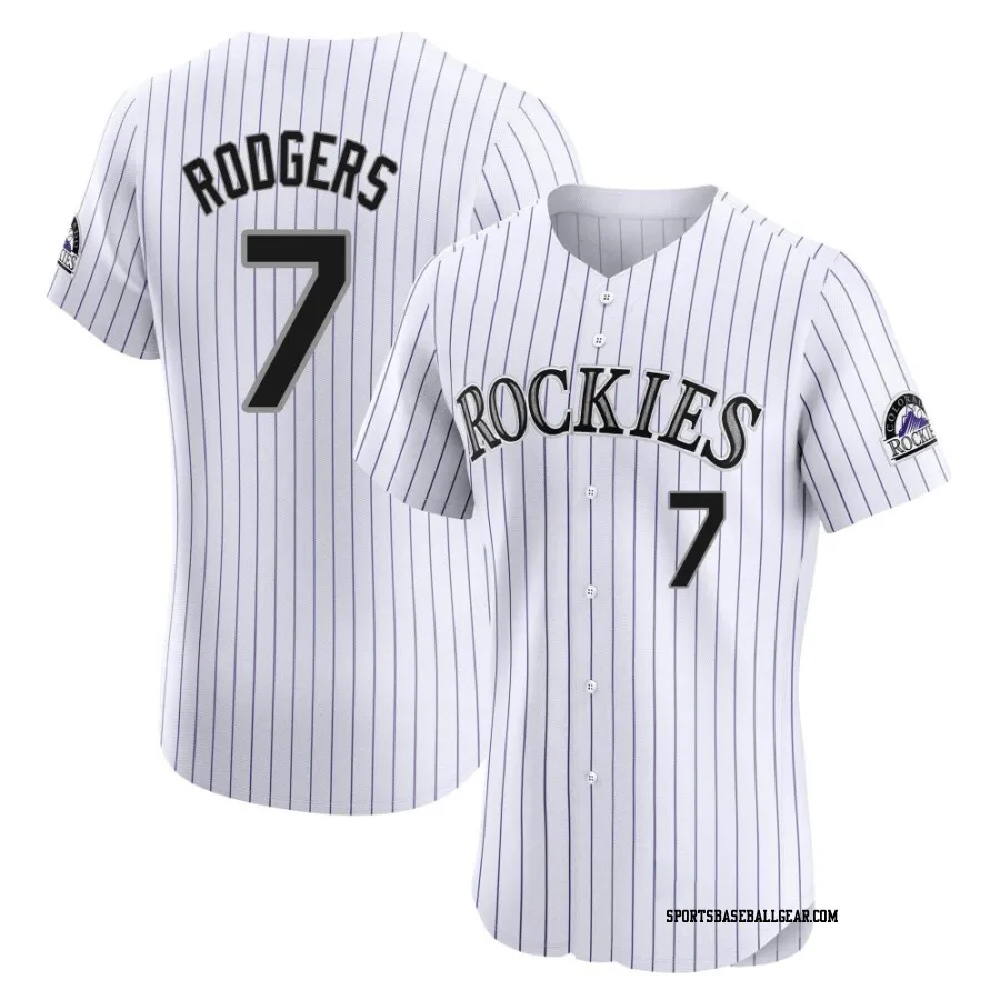 Brendan Rodgers Men's Colorado Rockies White Elite Home Jersey