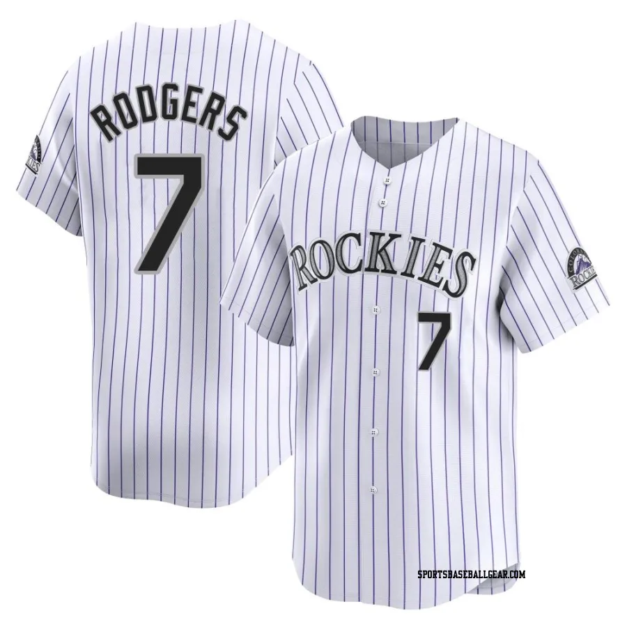 Brendan Rodgers Men's Colorado Rockies White Limited Home Jersey