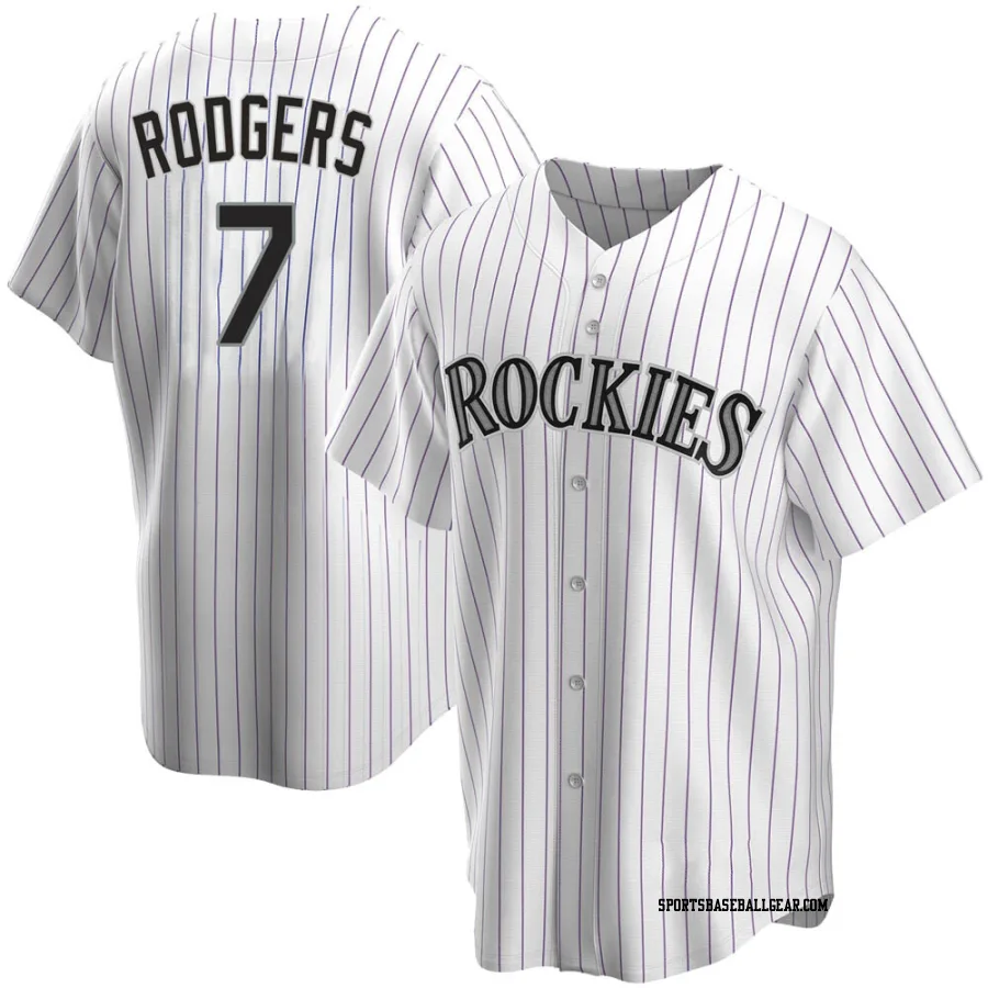 Brendan Rodgers Men's Colorado Rockies White Replica Home Jersey