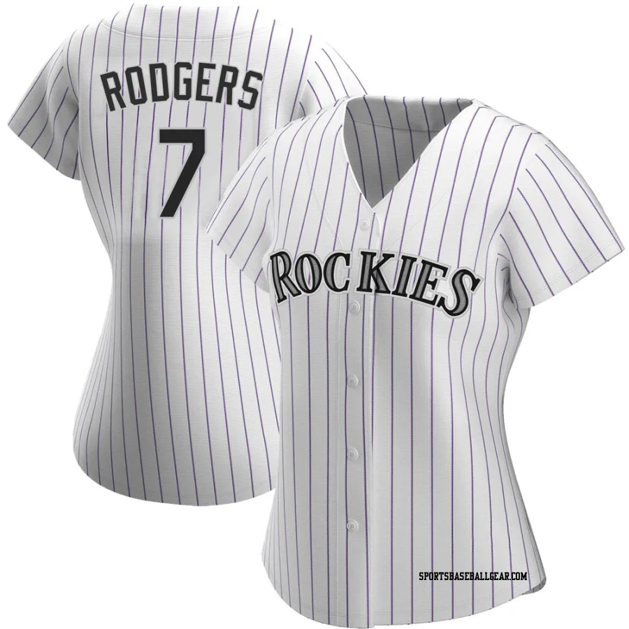 Brendan Rodgers Women's Colorado Rockies White Authentic Home Jersey