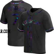 Brendan Rodgers Youth Colorado Rockies Black Holographic Replica Alternate Jersey