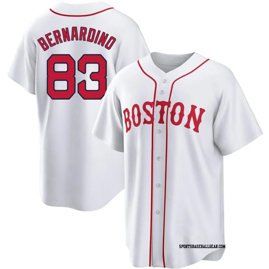 Brennan Bernardino Men's Boston Red Sox White Replica 2021 Patriots' Day Jersey