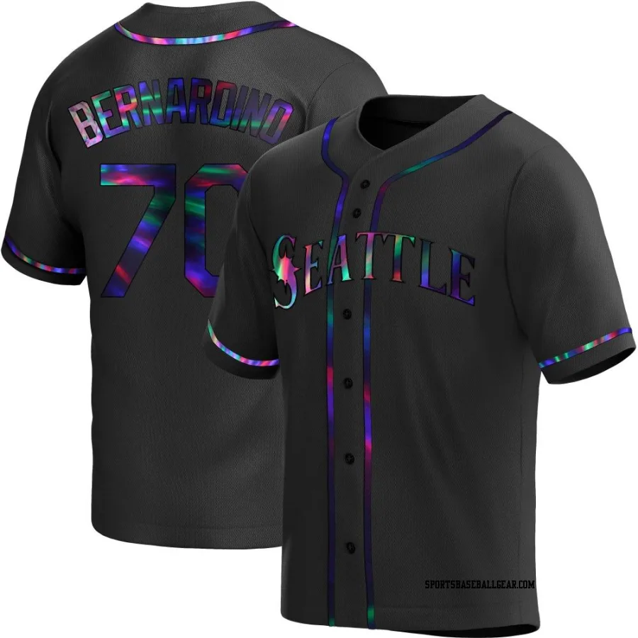 Brennan Bernardino Men's Seattle Mariners Black Holographic Replica Alternate Jersey